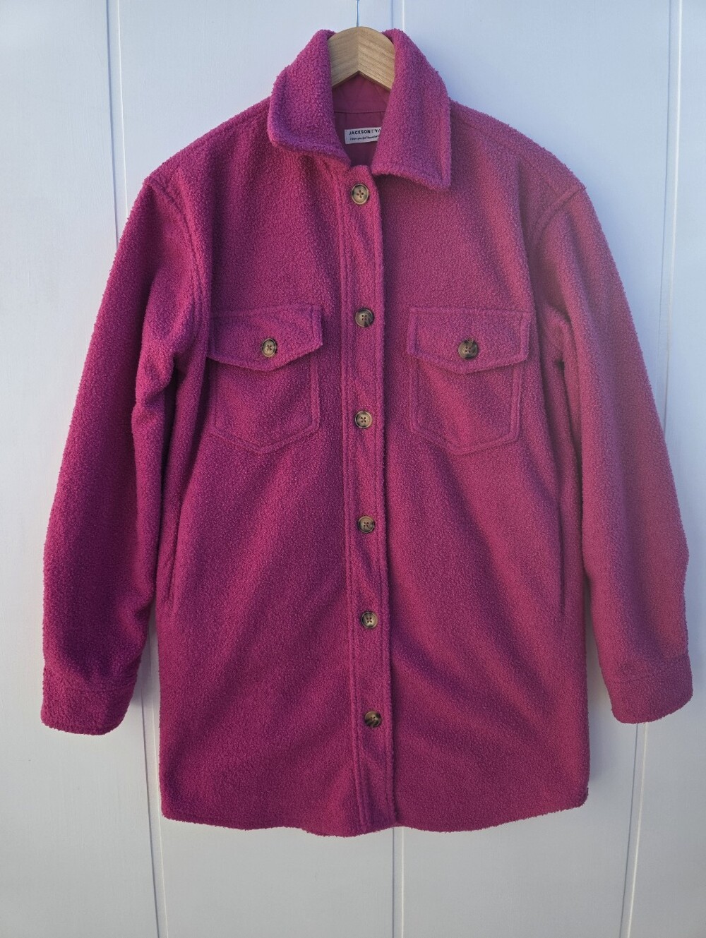 Jackson Rowe Panama Oversized Shacket Shirt Jacket Hot Pink Size XS
